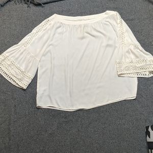 LOFT off-white bell-sleeve blouse